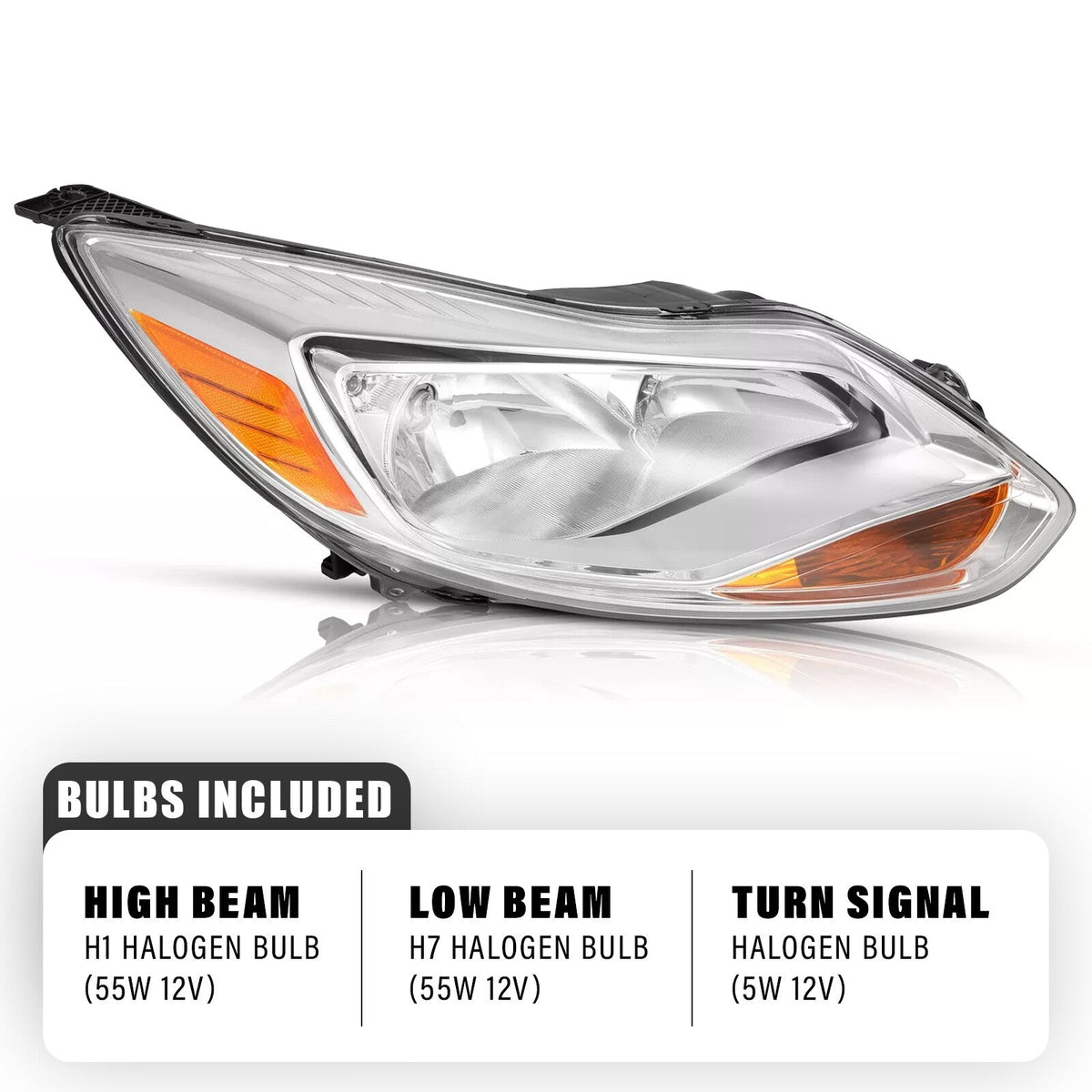 Chrome Headlight Headlamp Replacement Passenger Side For Ford Focus 2012 13 14