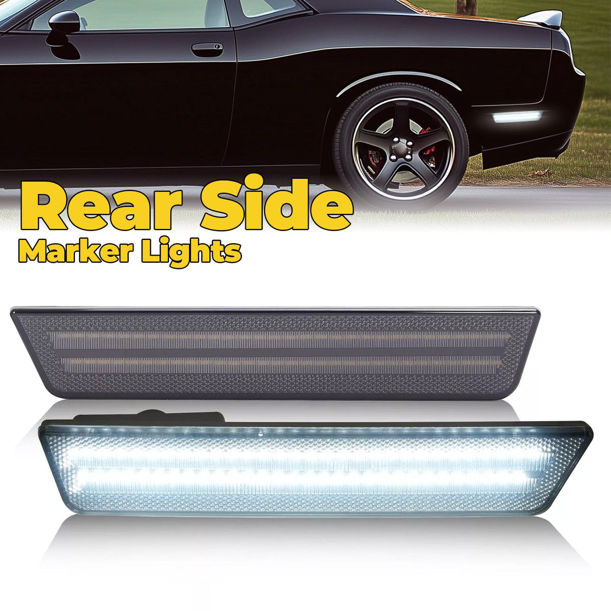 White/Smoke Rear Bumper LED Side Marker Lights For Dodge Charger 2011-2014 Pair