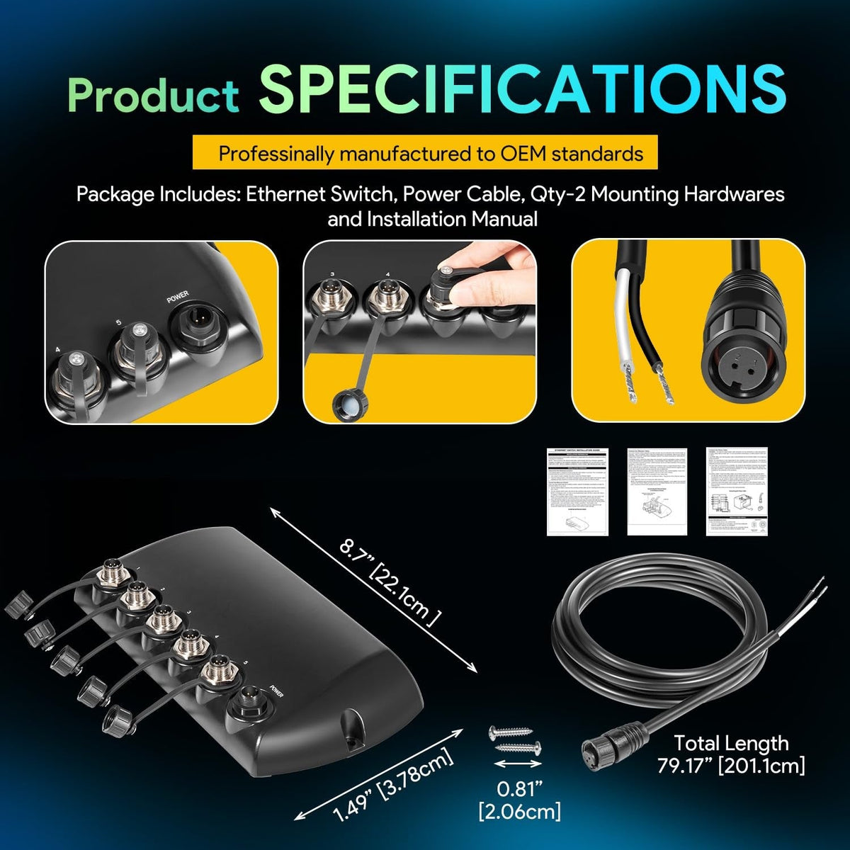 for Humminbird AS-ETH-5PXG 5-Port Ethernet Switch #408450-1 Network Switch Hub