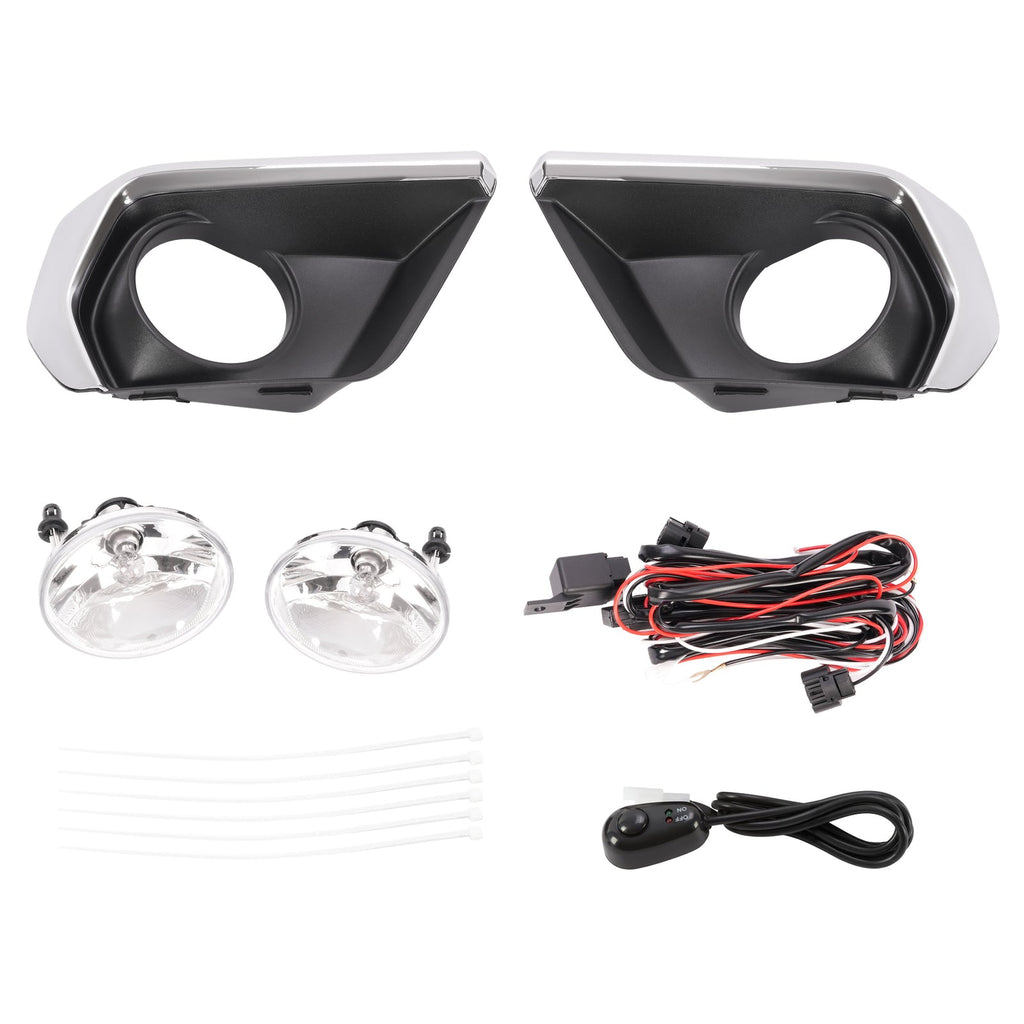 For Chevrolet Colorado 2021-2022 Clear Fog Lights w/ Chrome Bezel Wires Switch