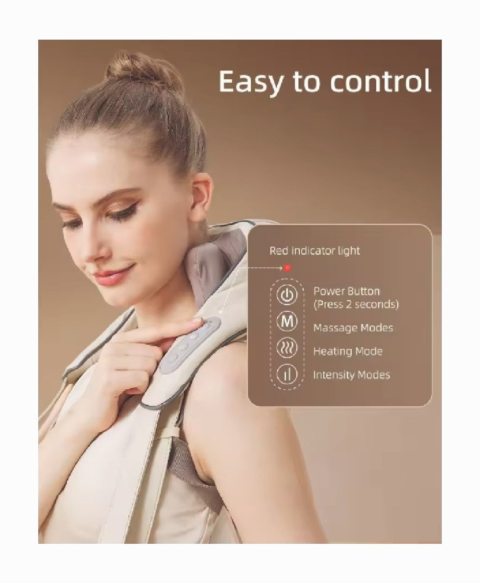 Cordless Neck Massager Heat 6D Shiatsu Neck Shoulder Massager Deep Tissue Back