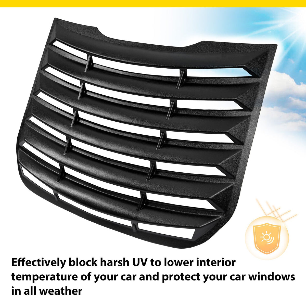 Matte Black Rear Window Louver Sun Shade Cover W/Tape For Ford Fusion 2013-2020
