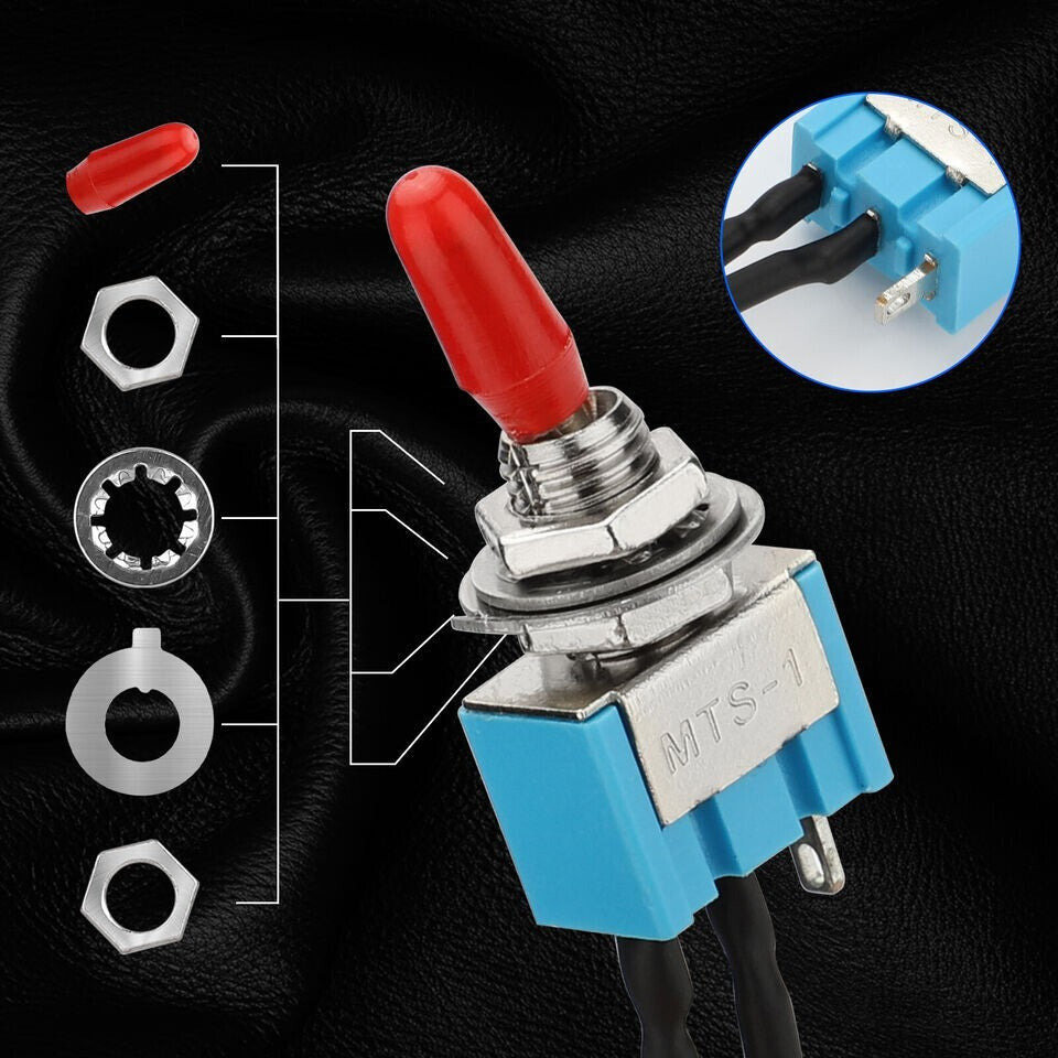 10PCS SPST Mini Toggle Switch Wires On/Off Metal Small Automotive/Boat/Car/Truck
