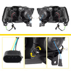 For Jeep Grand Cherokee 2011 2012 2013 LED DRL Projector Headlights Black Pair
