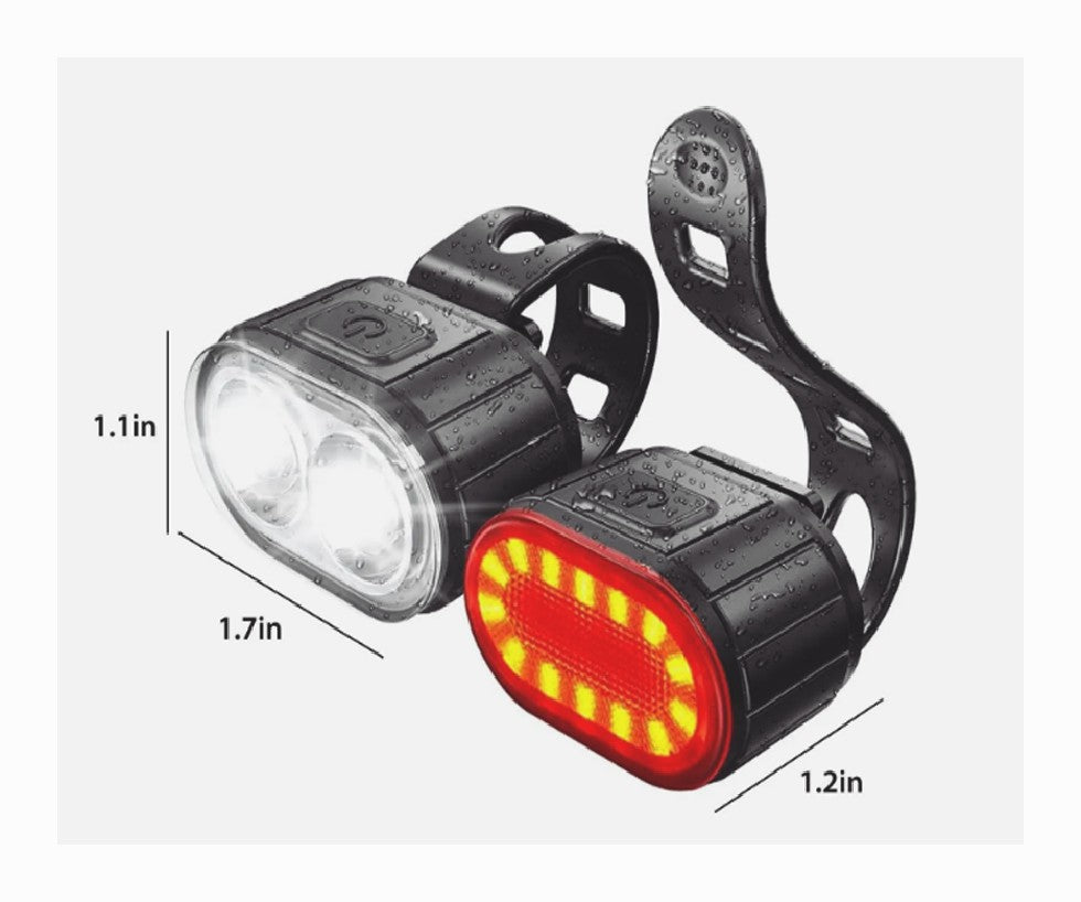 2×USB Rechargeable LED Bicycle Lights Set Headlight Taillight Cycling Light