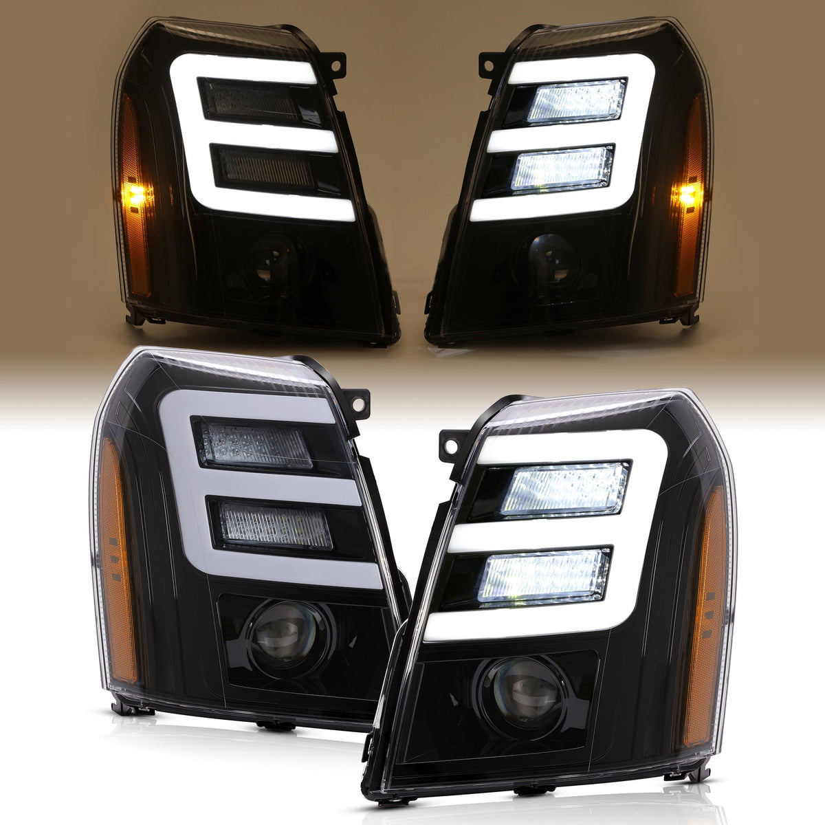FULL LED DRL Projector Headlights For Cadillac Escalade ESV 2007-2014 HID/Xenon