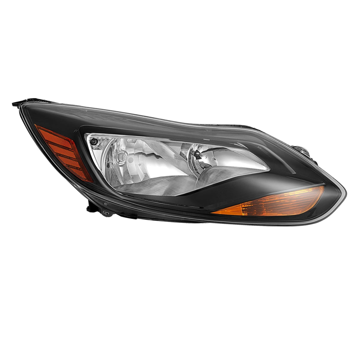 Black Right Passenger Side Headlight Clear Lens Halogen For Ford Focus 2012-2014