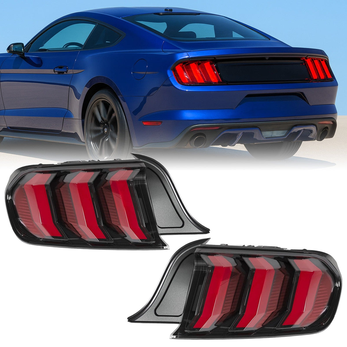 Pair LED Tail Lights Assembly For Ford Mustang 2015-2023 Rear Tail Brake Lamps