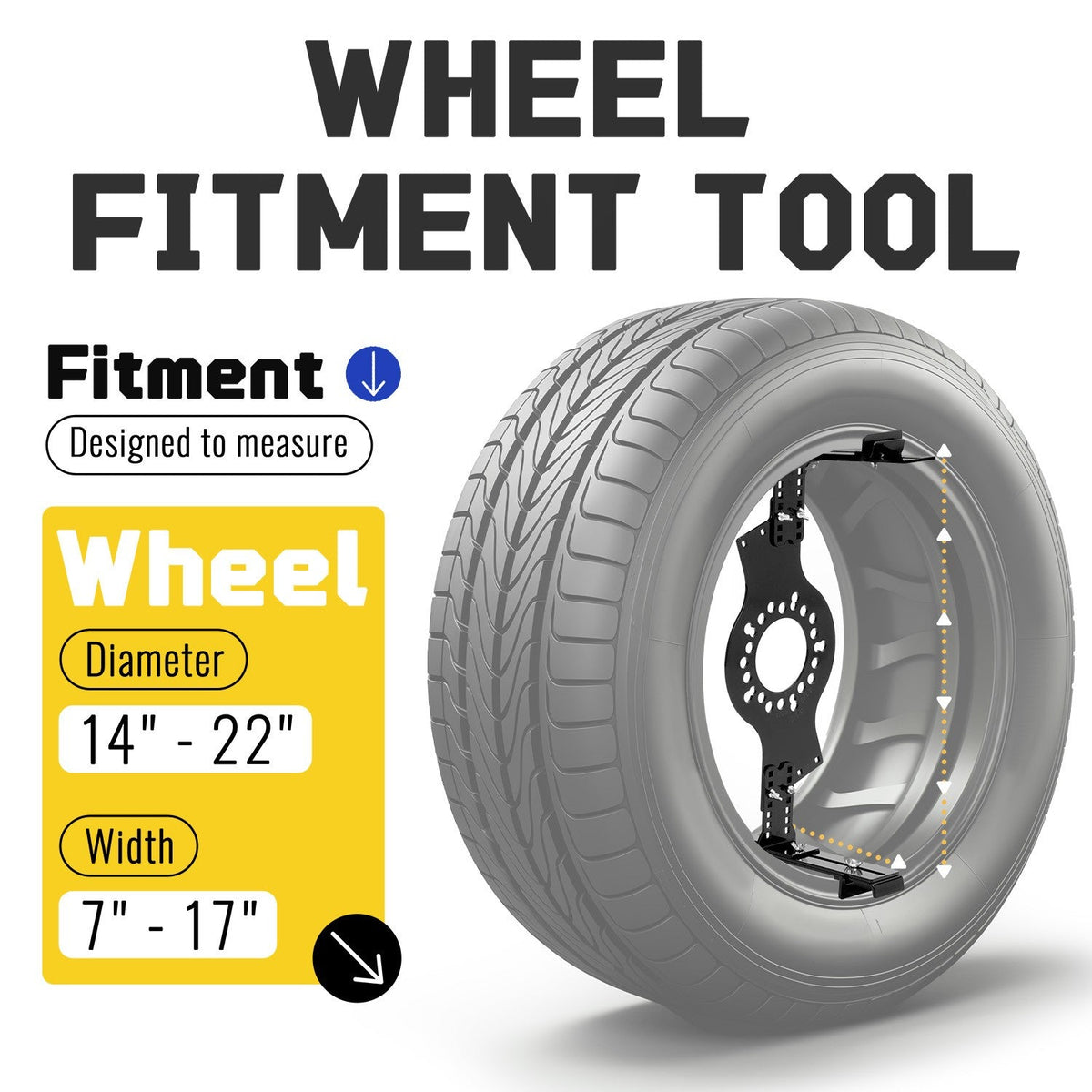 5-Lug Pattern 14"-22"Wheel Fitment Simulator Tool Tire Size For Measuring Mockup