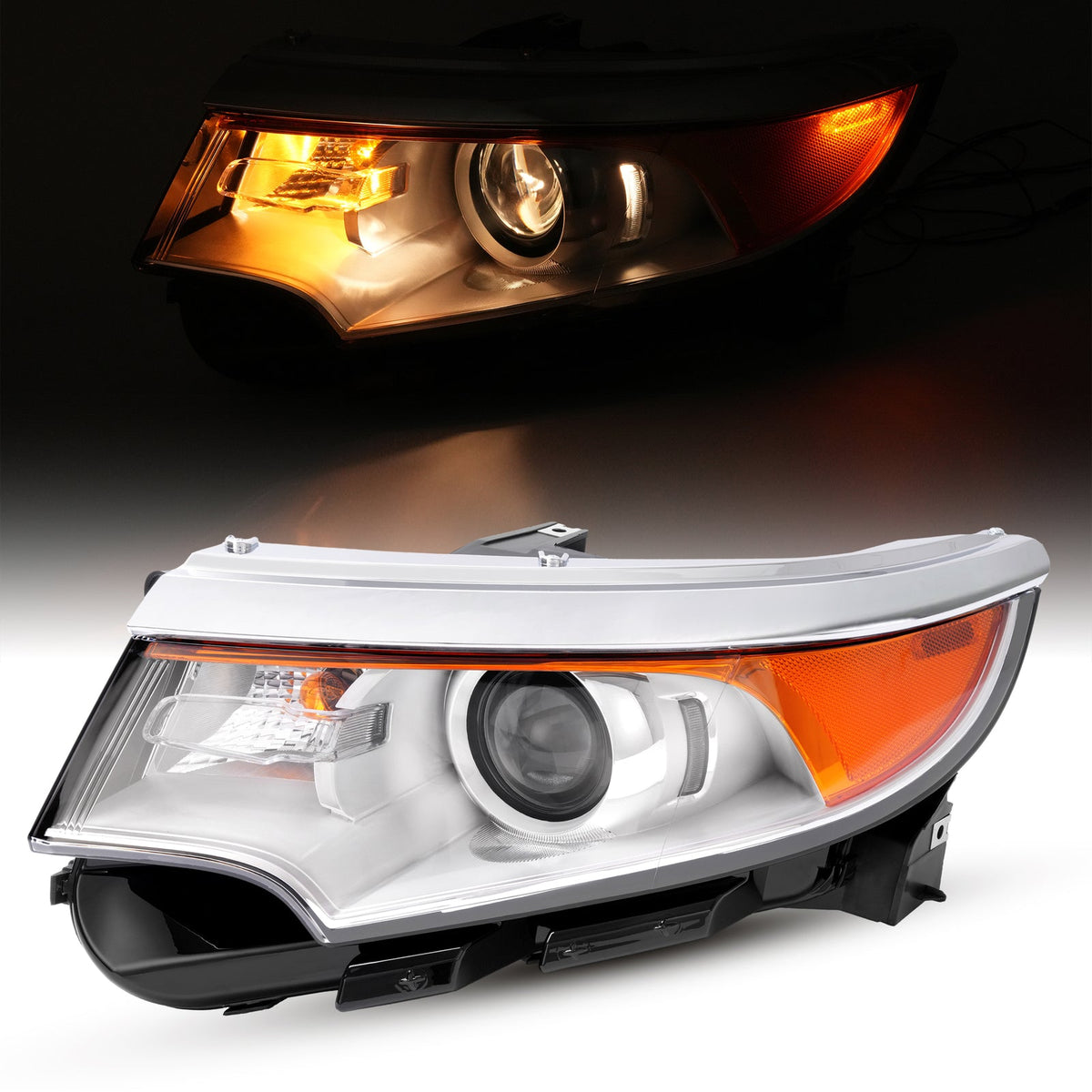 Left Driver Side For Ford Edge 2011-2014 Headlight Lamp W/Bulb 5 Pins Projector