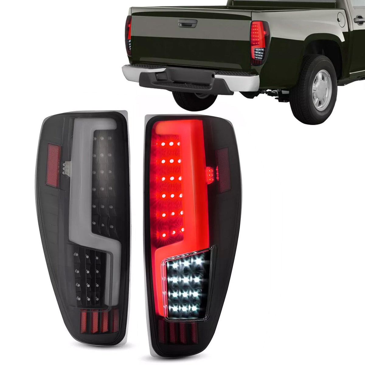 For 2004-2012 Chevy Colorado Canyon Full LED Tail Lights Brake Lamps Black Smoke