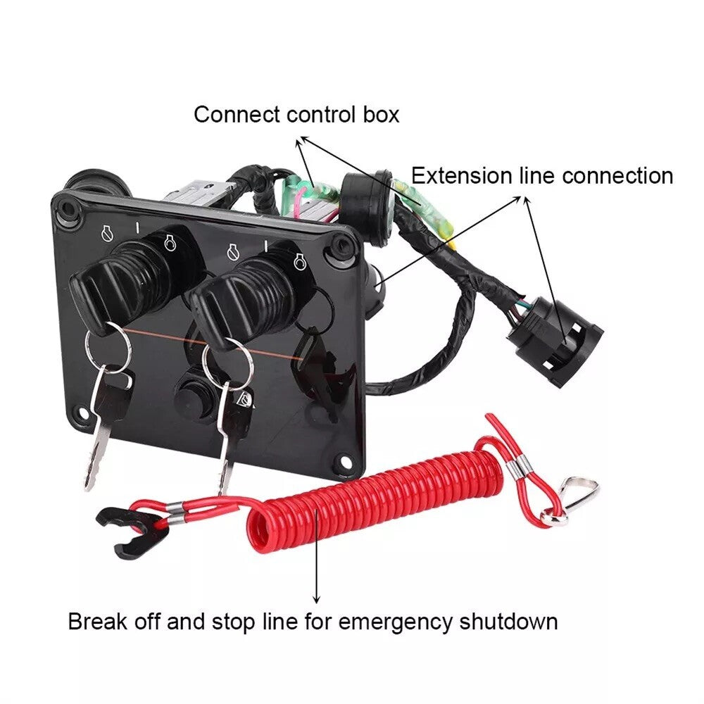 Ignition Key Switch Panel for Yamaha Outboard Twin Dual Engine 6K1-82570-08-00