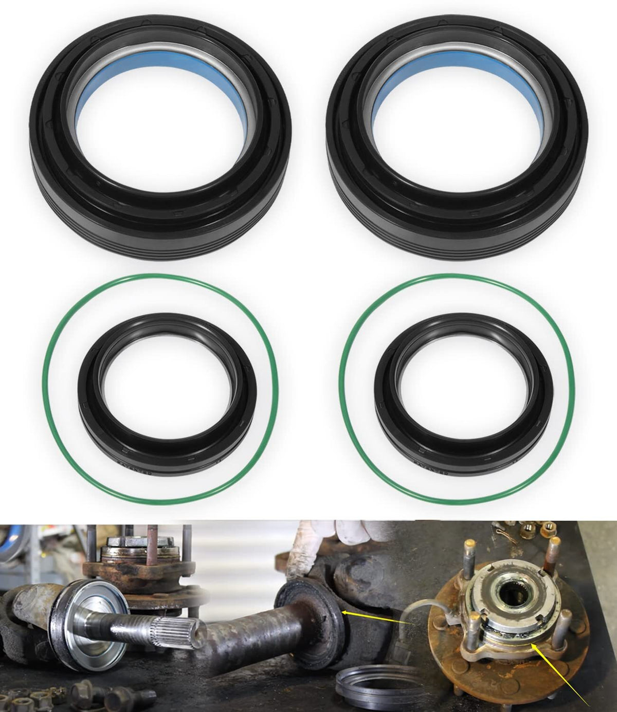 Front Axle Knuckle Tube Seal Kit & Thrust Washer Snap Ring for Ford F250 F350