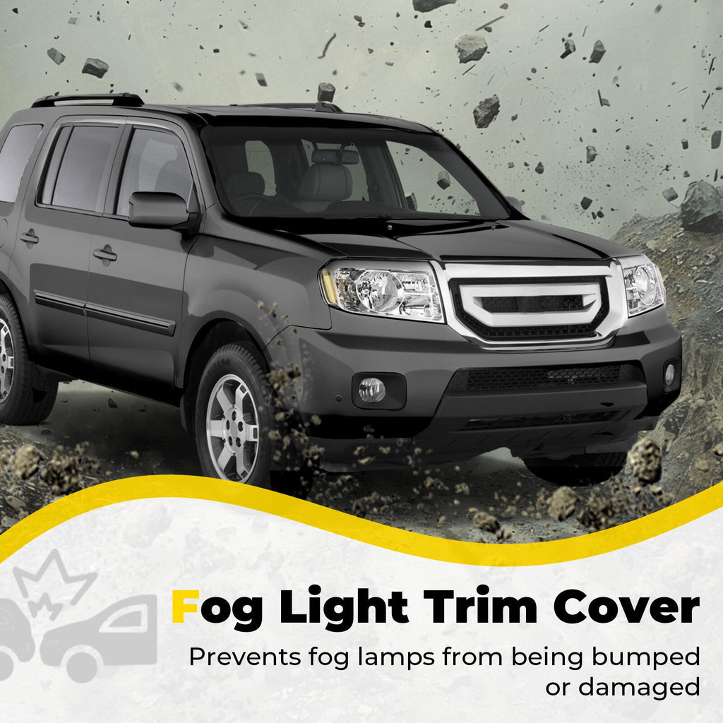For Honda Pilot 2009 2010 2011 Black Fog Light Trim Cover Driver & Passenger New
