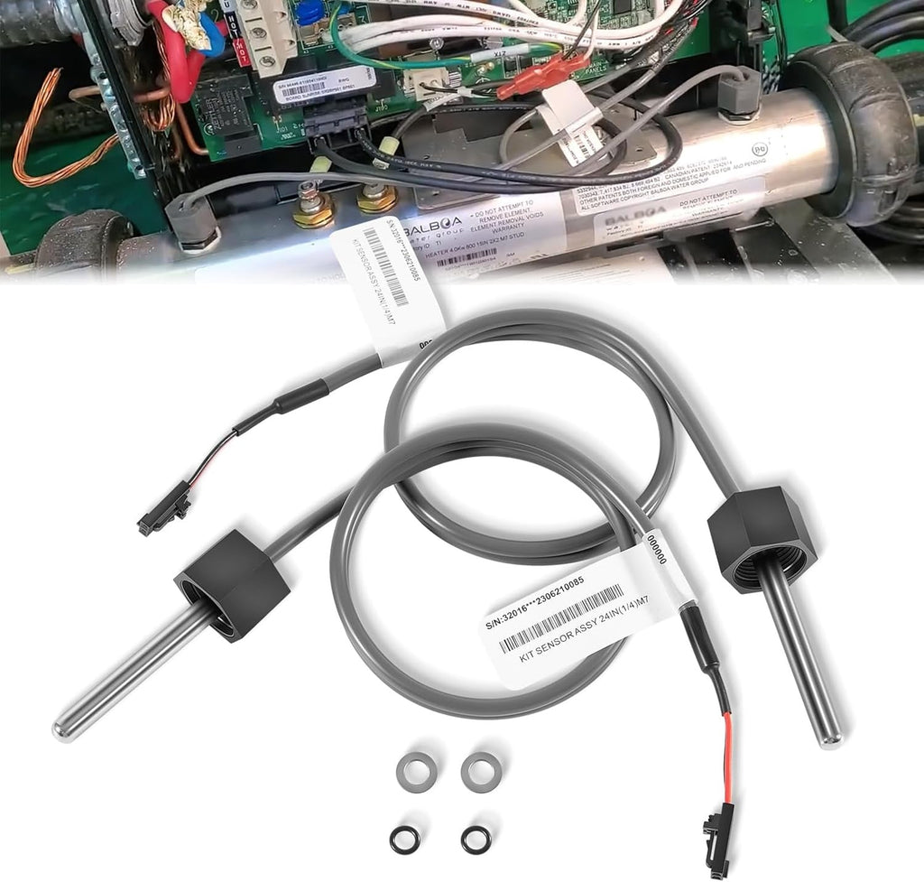 2-Pack 24" Temp/Hi Limit Sensor, 1/4"dia 2-pin for Balboa M7 30344 30042 30382