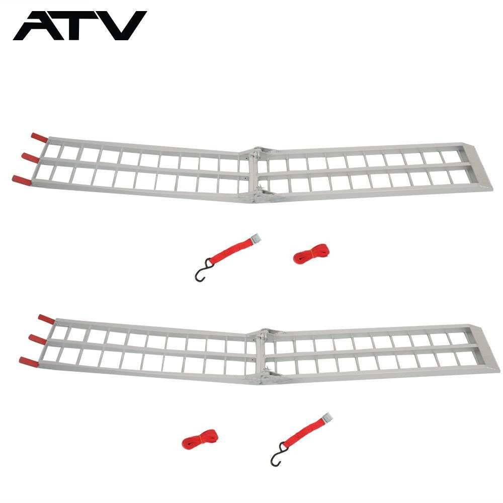 2× 7.5' Aluminum Folding Loading Ramps For ATV/ UTV Truck Motorcycle Lawn Mowerr
