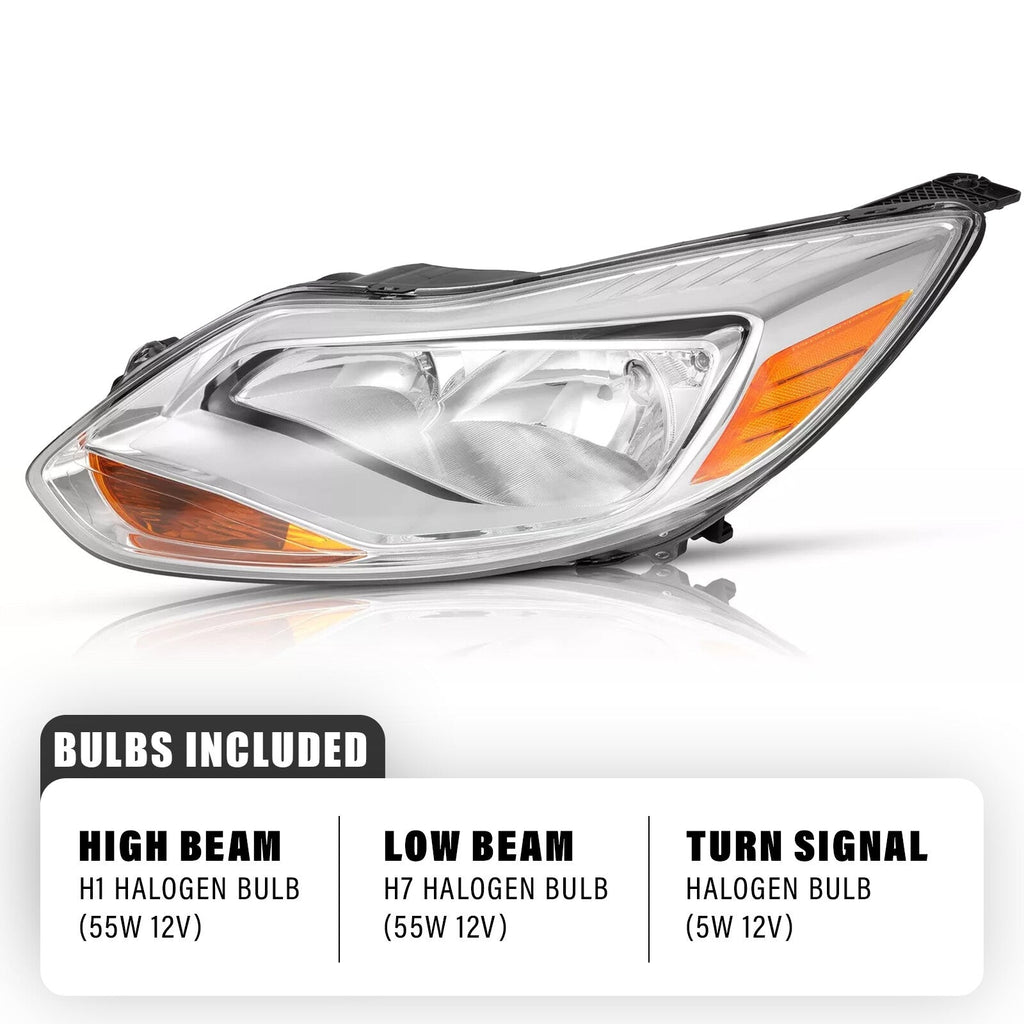Clear Lens Halogen Left Driver Side Headlight For Ford Focus 2012-2014 W/Bulb