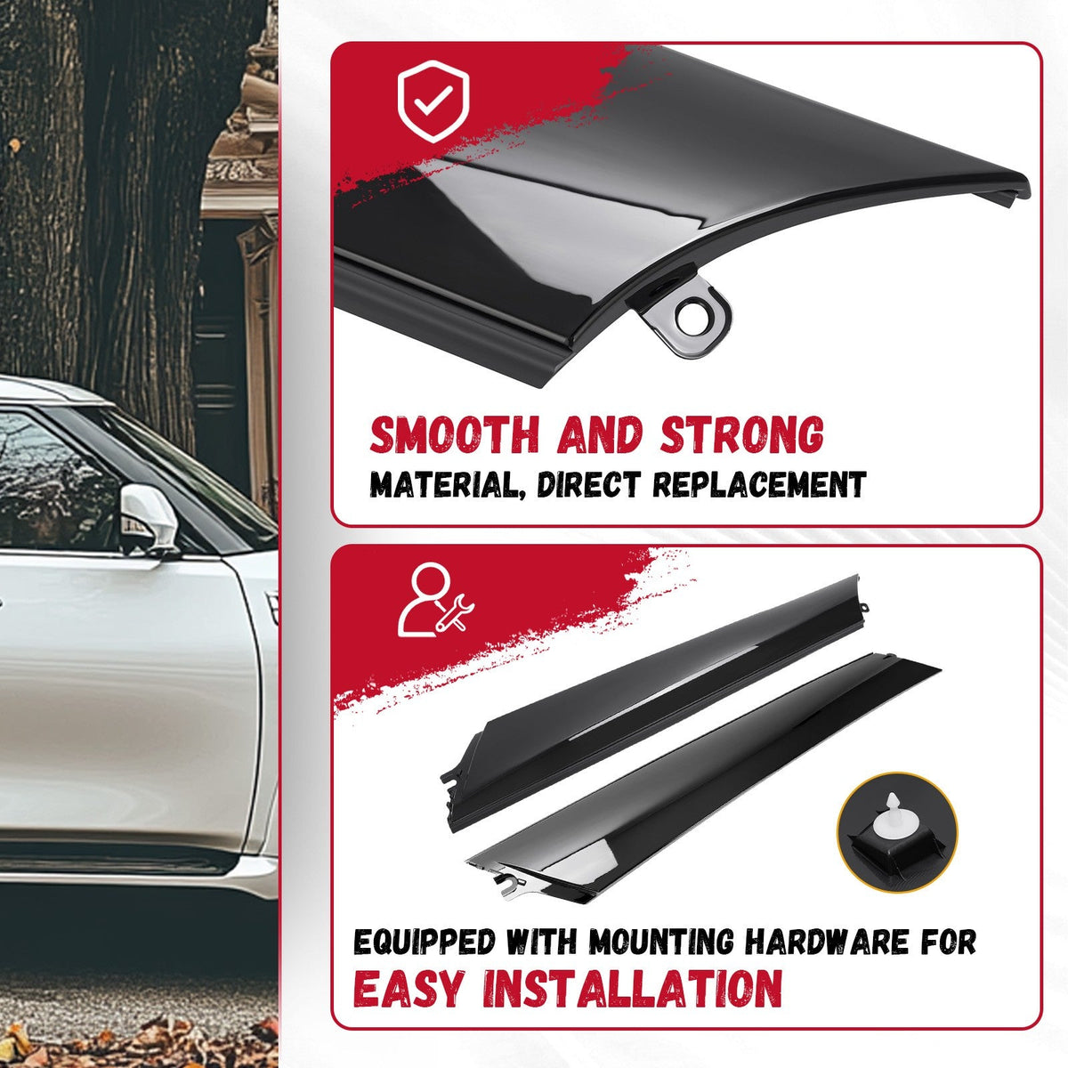 For Infiniti QX56 QX80 Nissan Armada 11-22 Windshield Trim Pillar Molding 2Pcs