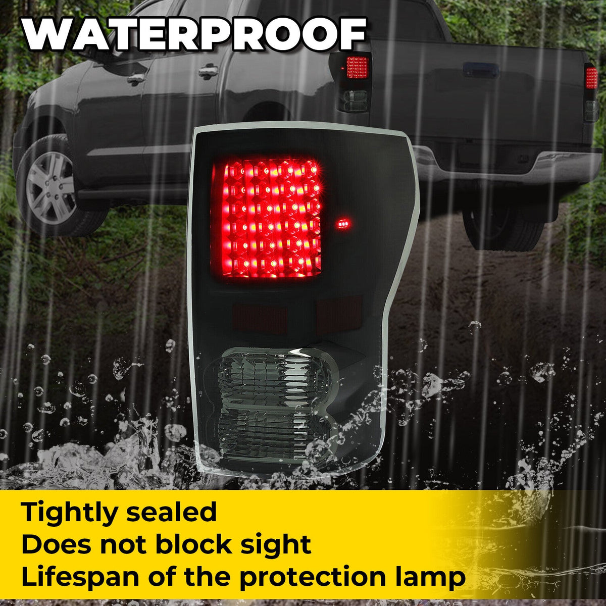 Black Smoke For Toyota Tundra 2007-2013 LED Tail Lights Brake Lamps Left+Right