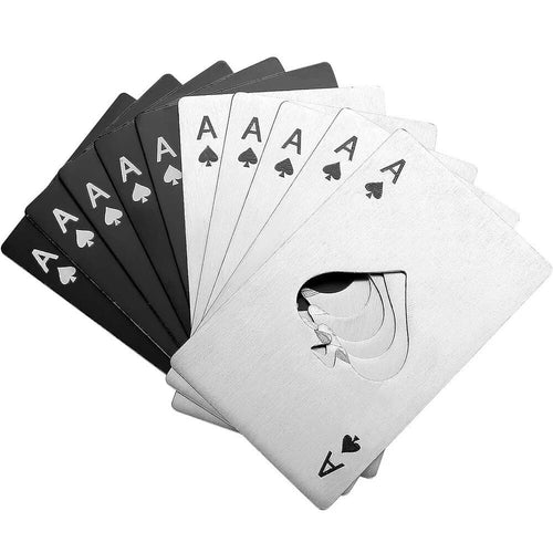 10Pcs Stainless Steel Credit Card Size Casino Bottle Beer Opener Black+Silver