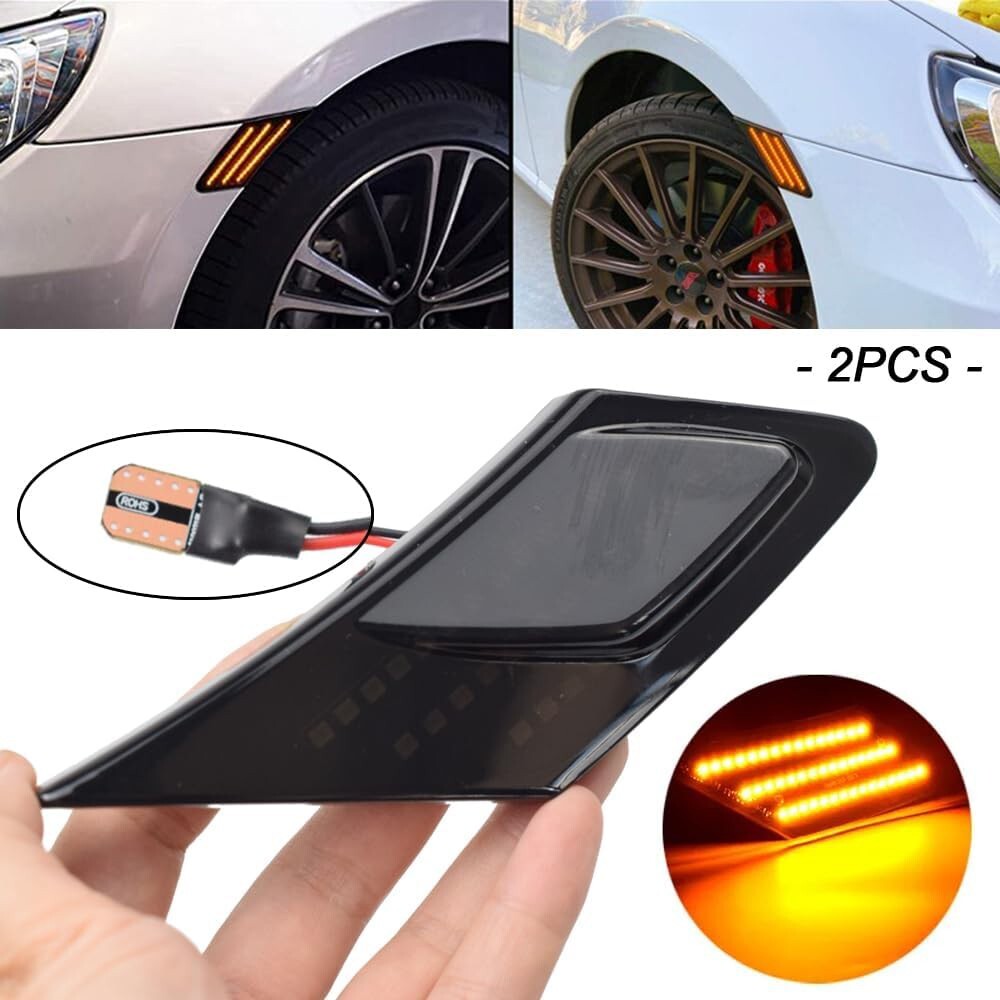 2x Smoked LED Side Marker Turn Signal Lights For Subaru BRZ Scion FRS 86 Toyota