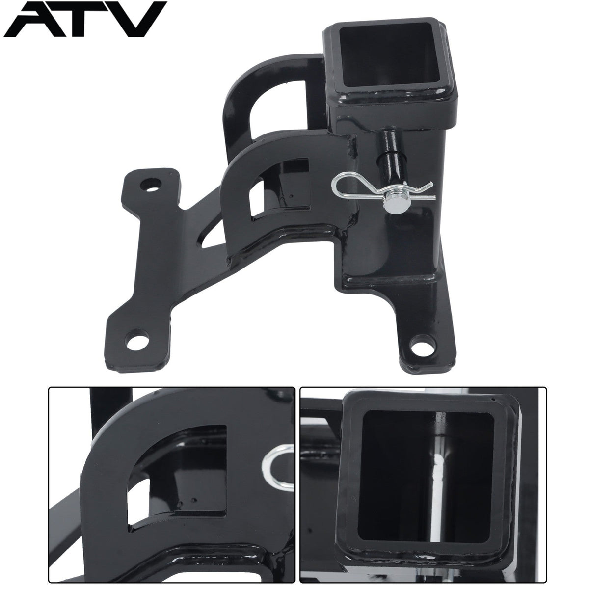 Black UTV 2'' Rear Receiver Tow Hitch For Polaris RZR PRO XP 4 years 2020+ Steel