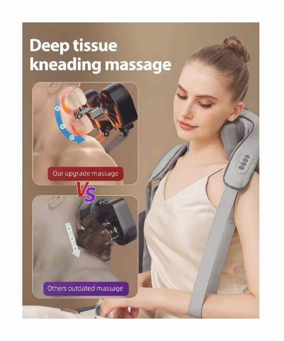 Cordless Neck Massager Heat 6D Shiatsu Neck Shoulder Massager Deep Tissue Back