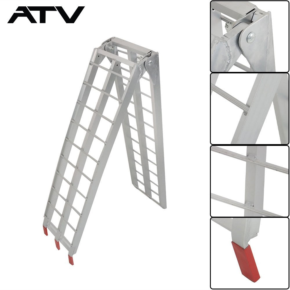 2× 7.5' Aluminum Folding Loading Ramps For ATV/ UTV Truck Motorcycle Lawn Mowerr