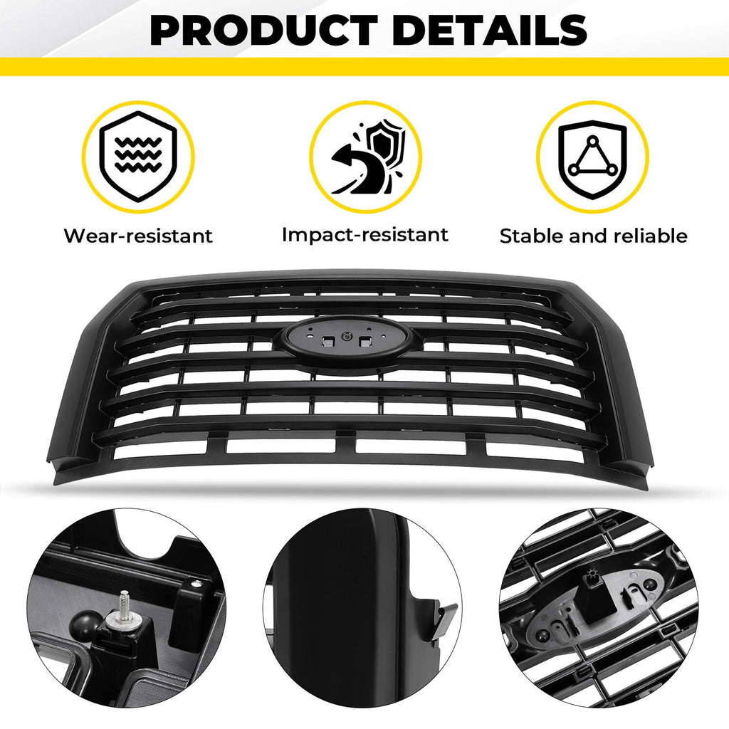 For Ford F150 2015 2016 2017 Painted Front Bumper Grille ABS Horizontal Style