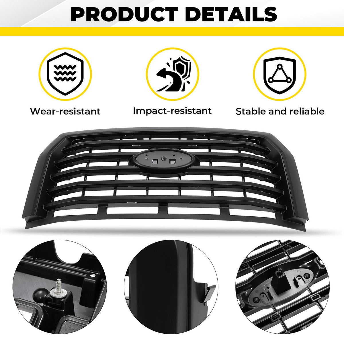For Ford F150 2015 2016 2017 Painted Front Bumper Grille ABS Horizontal Style