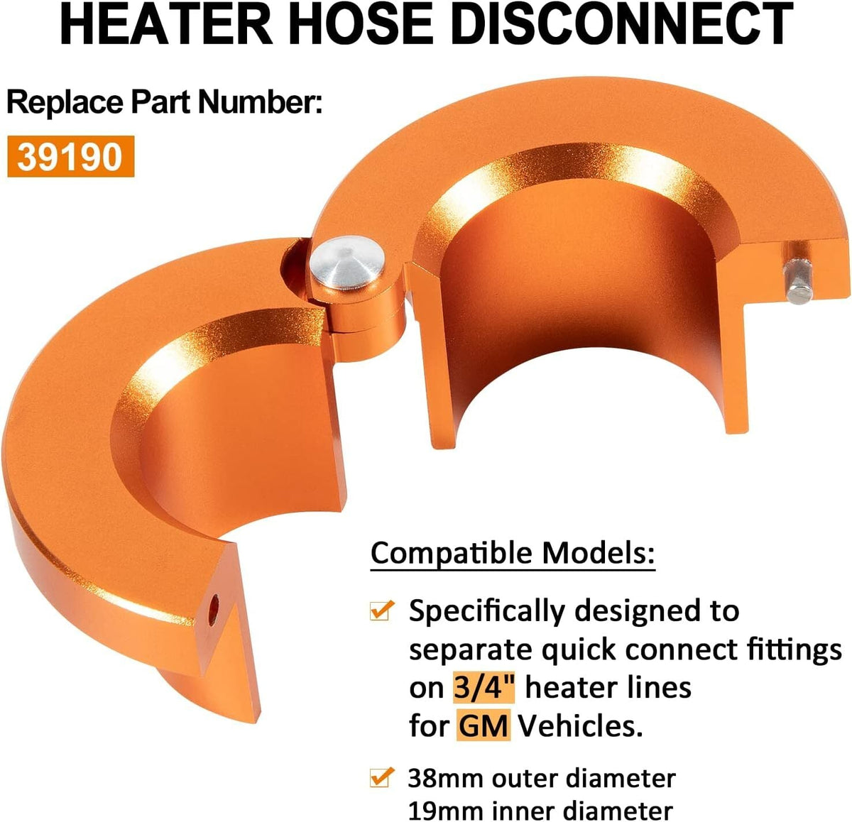 39190 Metal Heater Hose Disconnect Tool 3/4'' Heater Line for GM Tahoe Silverado