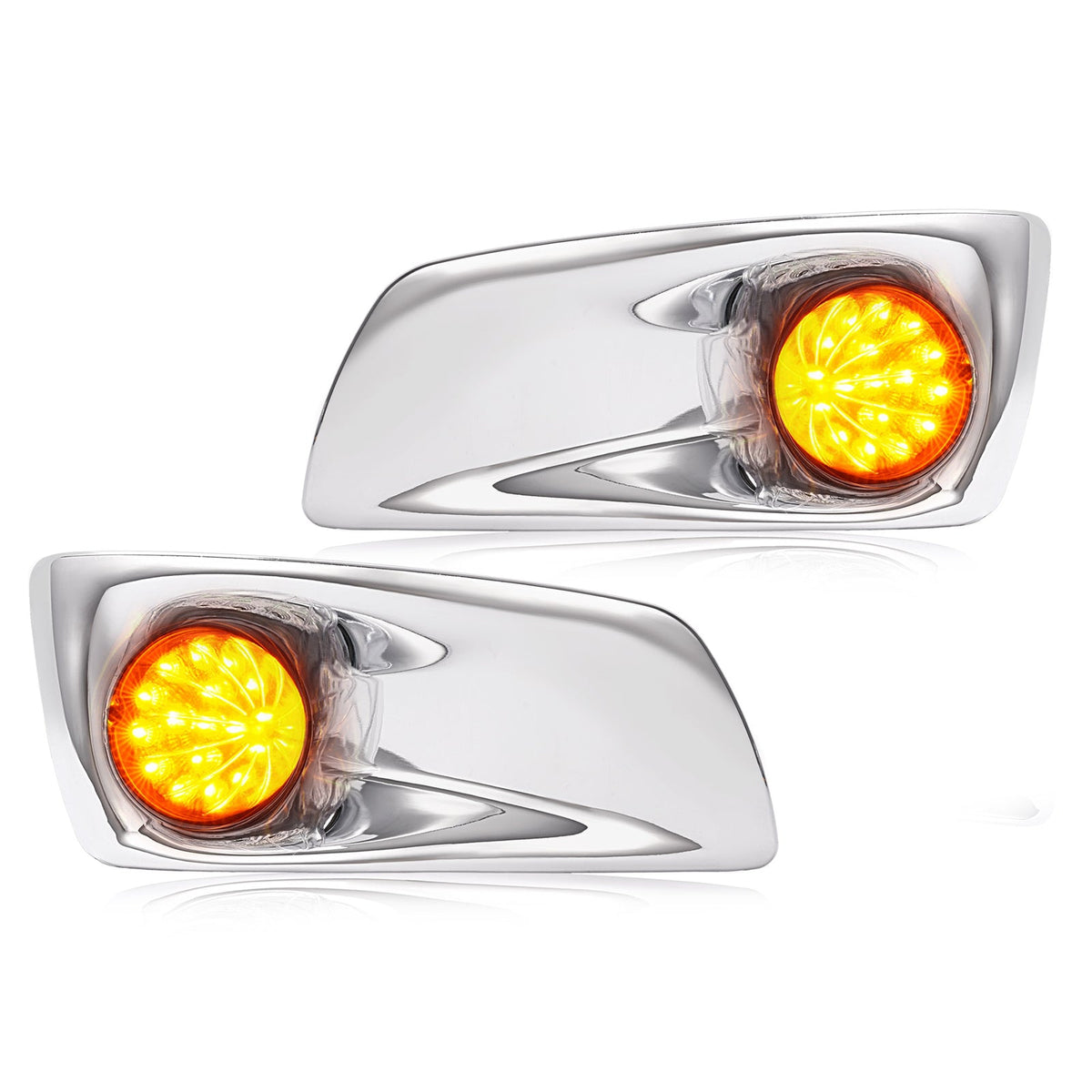 LED Fog Lights Lamp W/Bezel Clear Lens Pair LH & RH For Kenworth T660 2007-2017