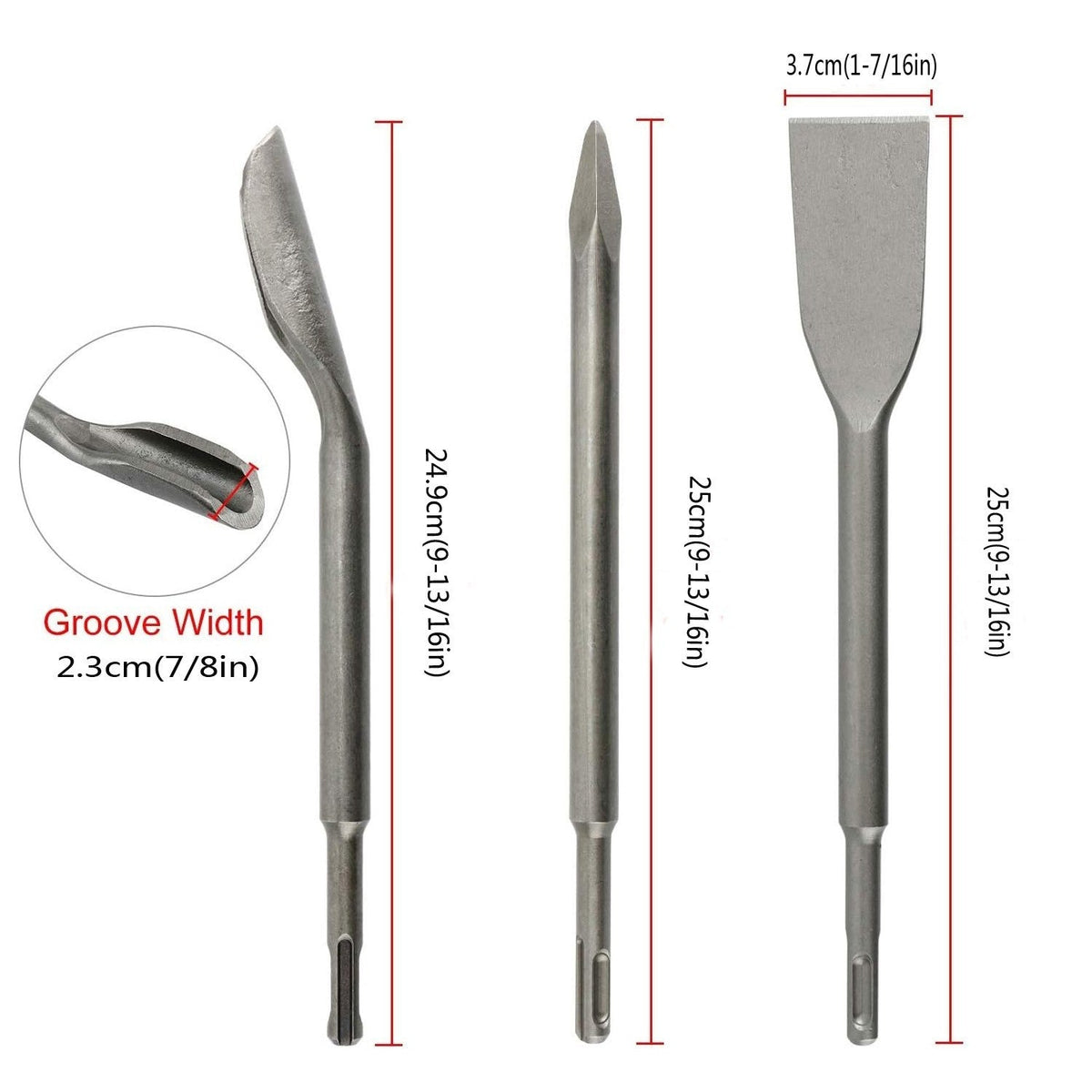 SDS Plus Hammer Drill Chisel Set, Rotary Hammer Bits for Tile Masonry Concrete