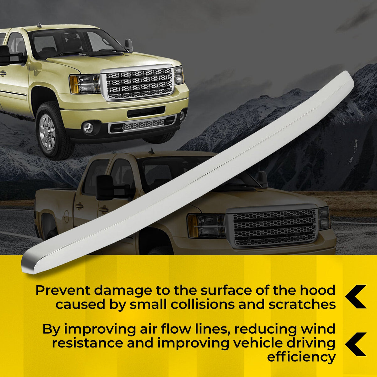 Chrome Upper Grille Hood Molding Trim For GMC Sierra 2500HD 3500HD 2011-2014