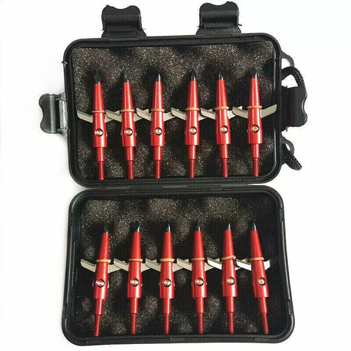 12Pcs Red Broadheads 100 Grain 1.75" Cut Compound Bow Crossbow Tips