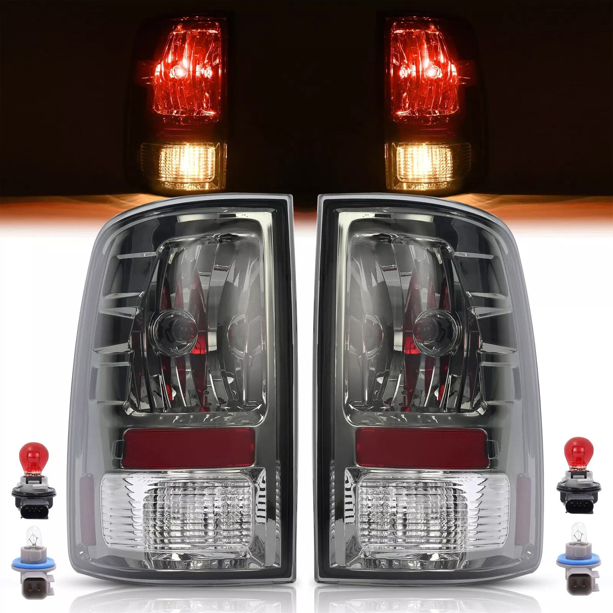 Left Right Smoke Tail Lights Brake Lamps For Dodge Ram 1500 2500 3500 2009-2018