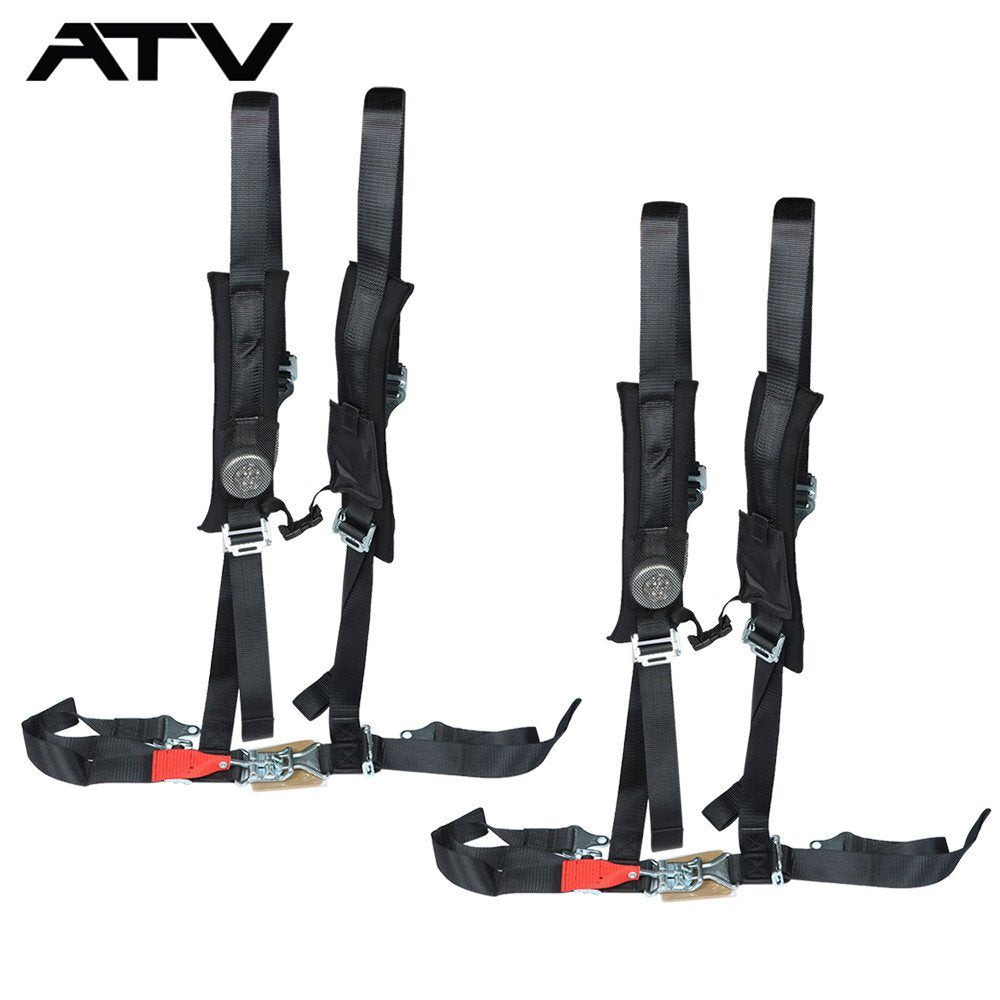 Black Seat Belt Harness Pair Of 4 Point 2" Padded For Polaris RZR XP S 4 1000