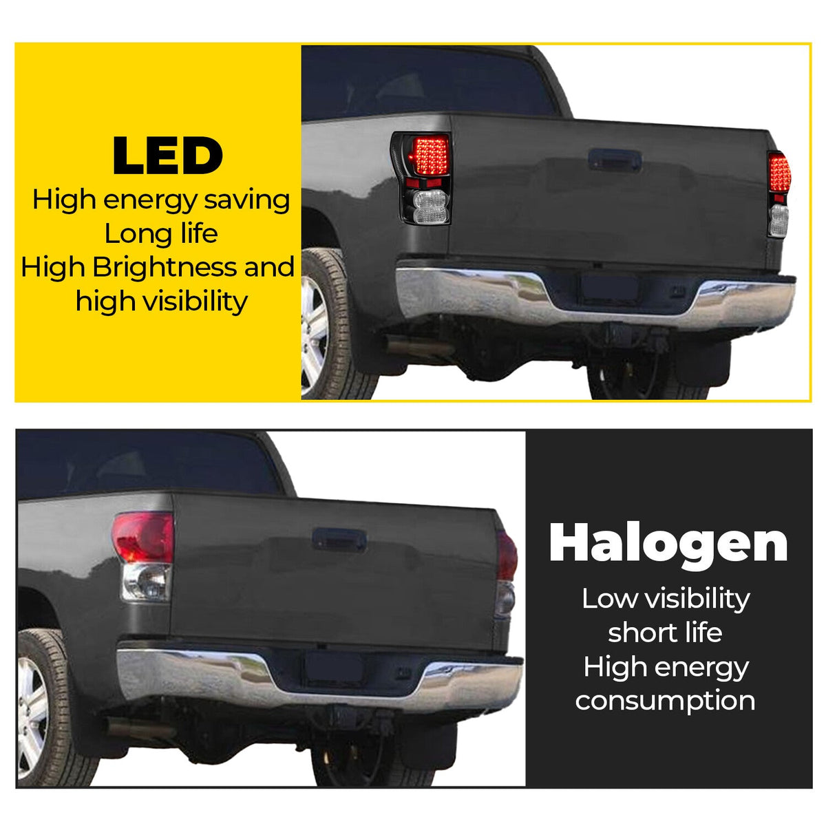 For Toyota Tundra 2007-2013 Full LED Tail Lights Lamps Left+Right Pair Set Black
