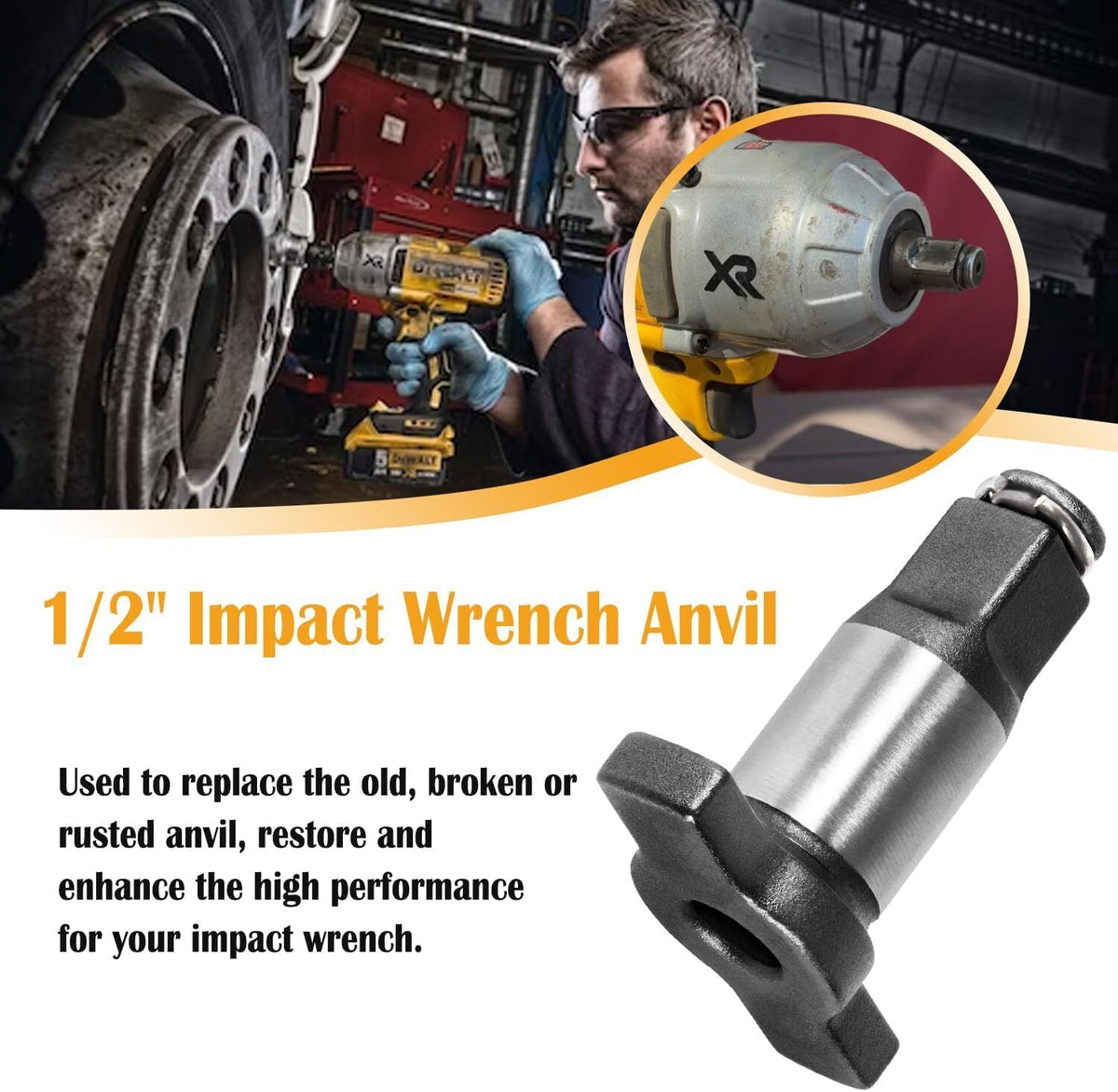 Impact Wrench Anvil Assembly 1/2'' Dewalt Black & Decker 18V 20V MAX XR DCF899HB