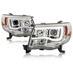 DOT Chrome LED Tube Projector Headlights HeadLamps For Toyota Tacoma 2005-2011