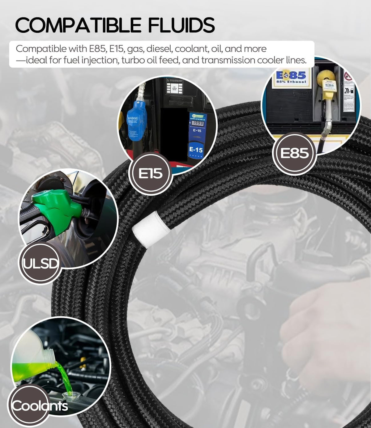 6AN PTFE Fuel Line Kit 25FT for LS Swap EFI E85 Turbo Oil Coolant Transmission