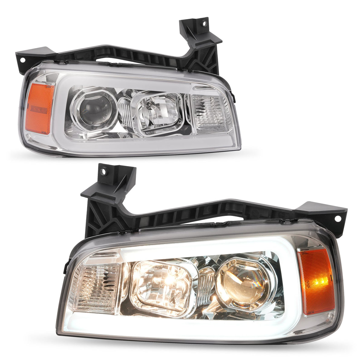LED DRL Projector Headlights HeadLamps Left+Right For Dodge Charger 2006-2010