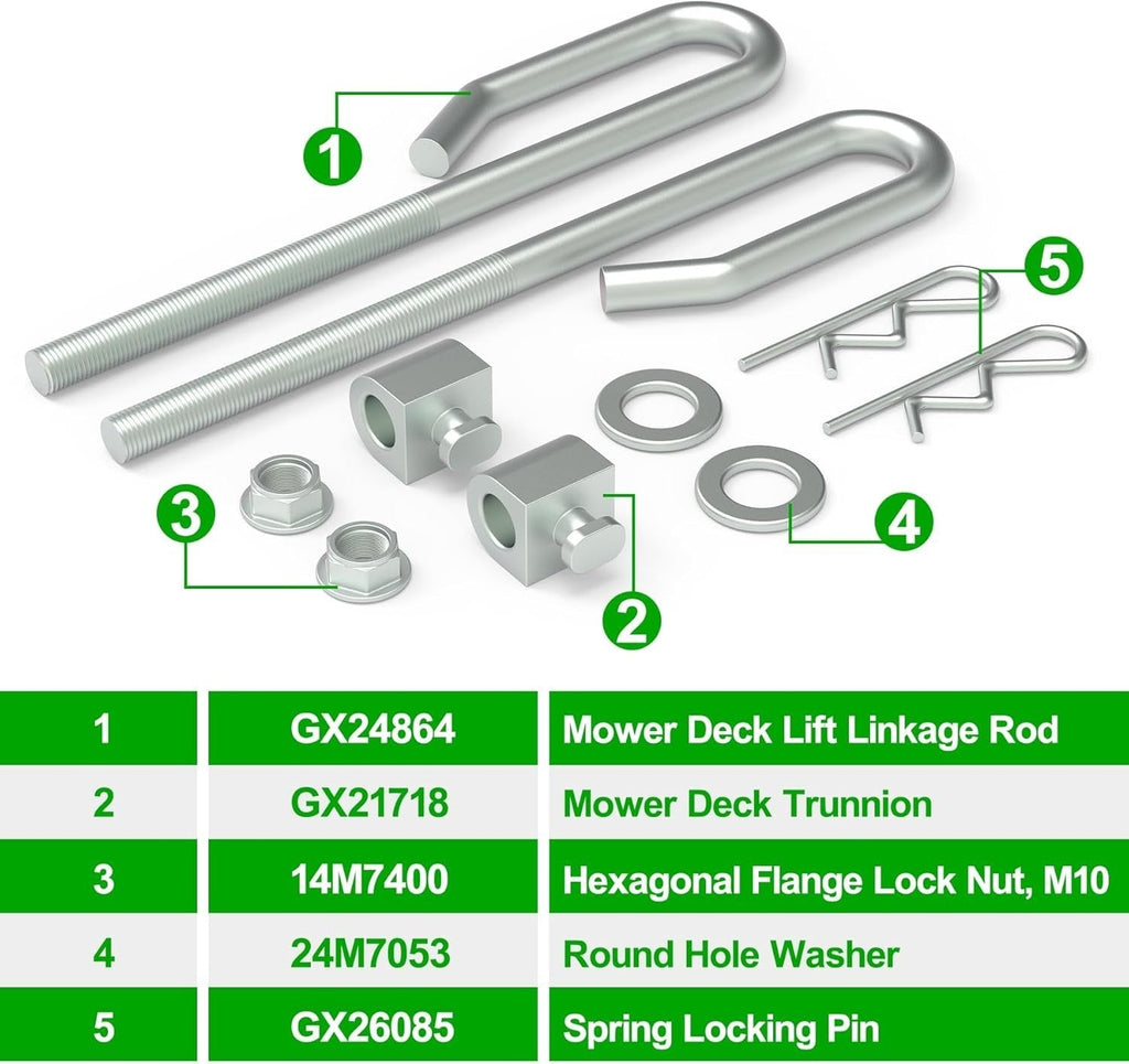 2 Deck Lift Bolt Nut Trunnion fits John Deere D100 D105 D110 D120 D125 D130 D140