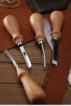 4 PCs Leather Edge Bevelers French Beveler Wide Mouth Skiving Knife Craft Tool