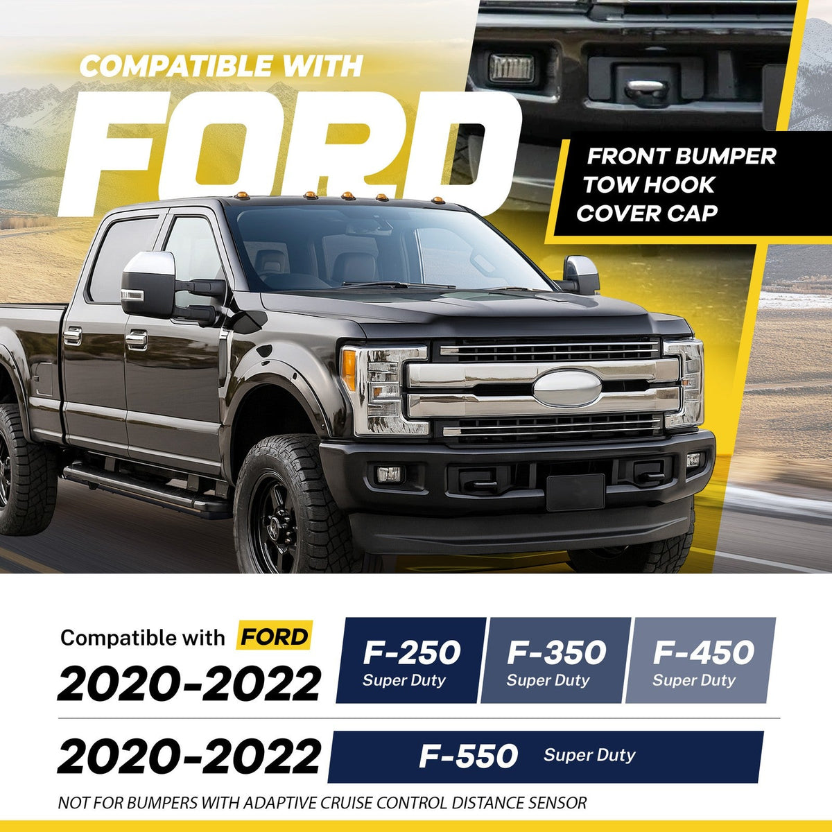 For Ford F250 F350 F450 F550 Super Duty Short 2020-22 Tow Hook Cover Bezel LH,RH