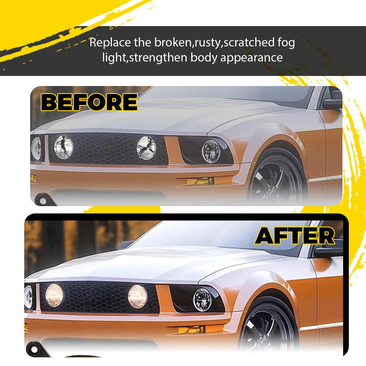 For Ford Mustang GT 2005-2009 Clear Halo Fog Lights Driving Bumper Lamps Pair