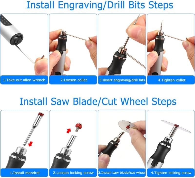 Cordless Electric Engraving Pen, Micro Polishing Pen, 33 Drill Bits