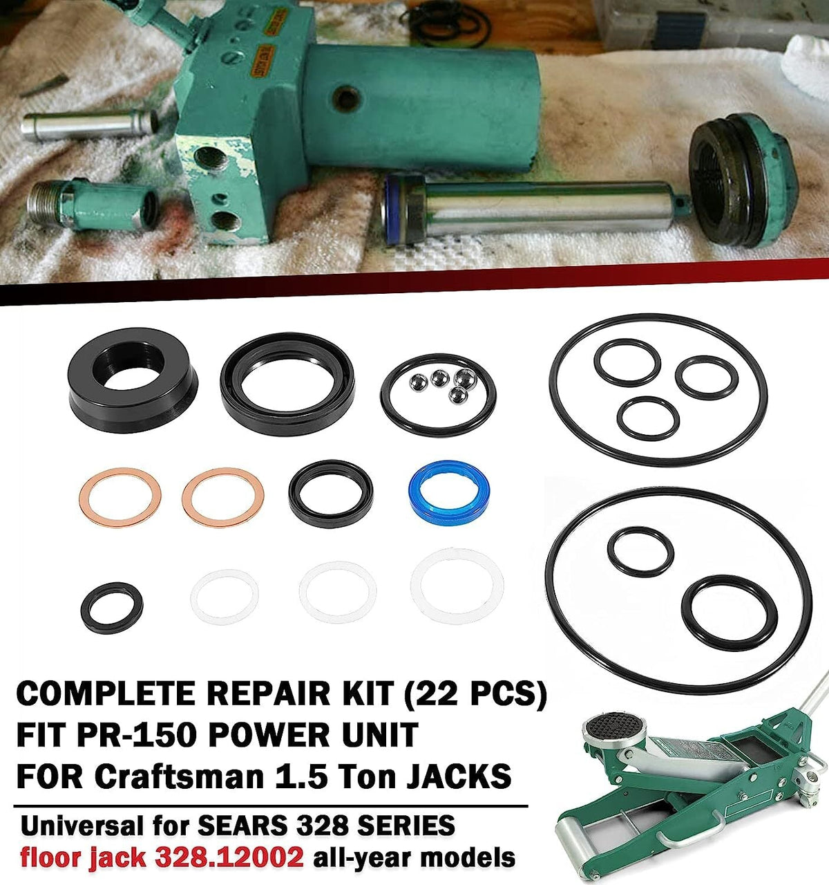 328.12002 Floor Jack Seal Kit for Sears Craftsman 328.12002 Series 1.5 Ton