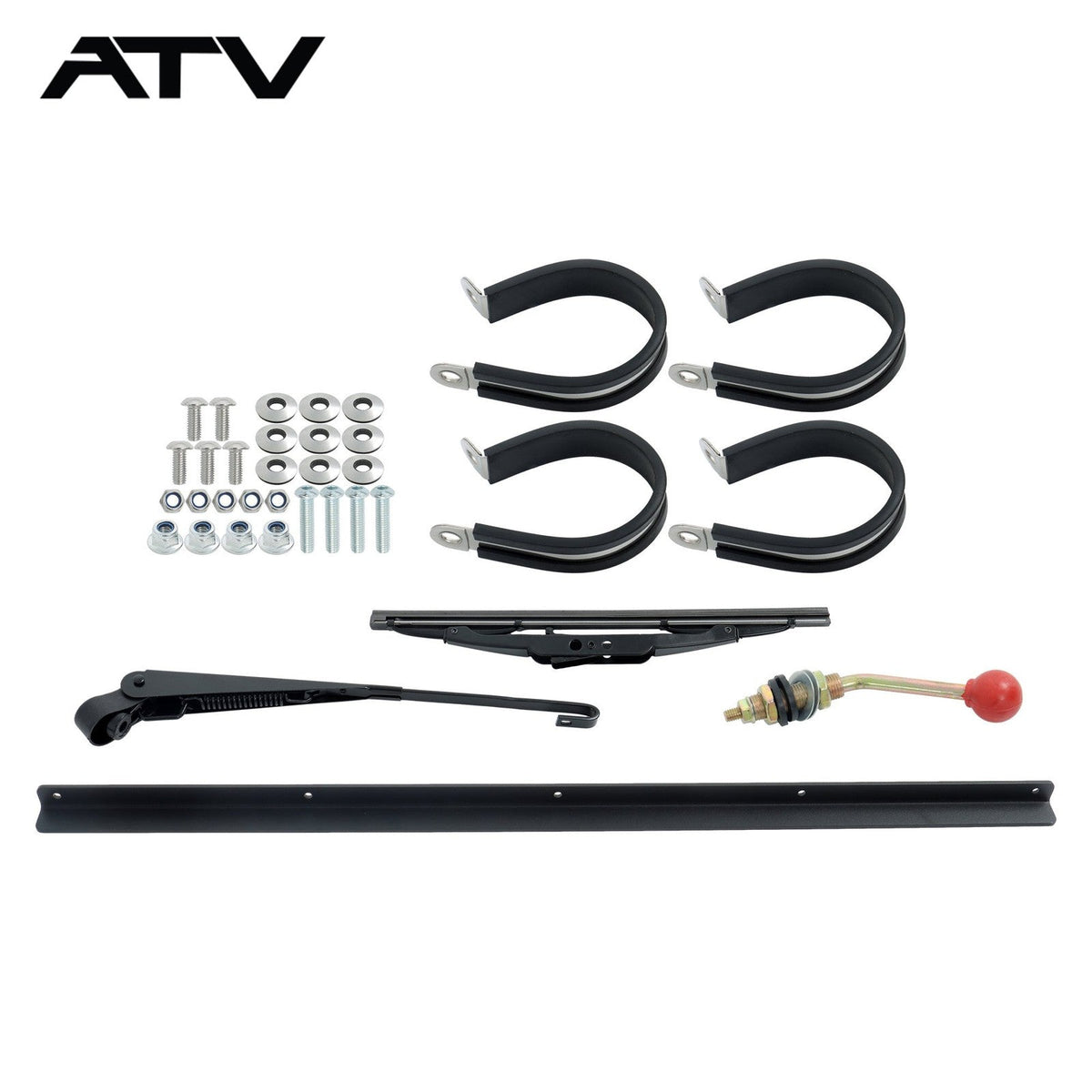 Black Full Glass Windshield w/ Wiper For 2008-2014 Polaris RZR 570, 800, XP 900