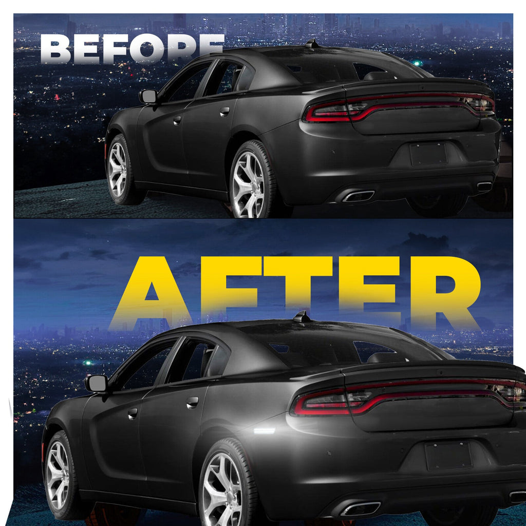 White/Smoke Rear Bumper LED Side Marker Lights For Dodge Charger 2011-2014 Pair